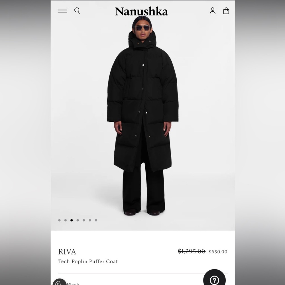 NWT Nanushka Riva black tech poplin puffer coat szM